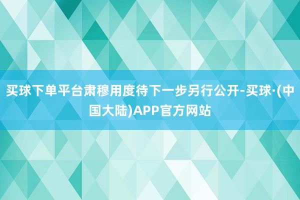 买球下单平台肃穆用度待下一步另行公开-买球·(中国大陆)APP官方网站