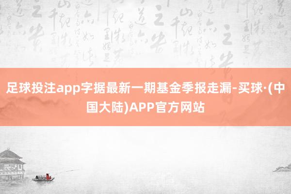 足球投注app字据最新一期基金季报走漏-买球·(中国大陆)APP官方网站