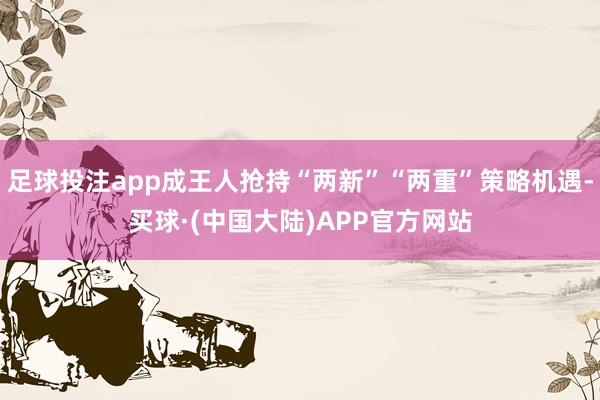 足球投注app成王人抢持“两新”“两重”策略机遇-买球·(中国大陆)APP官方网站