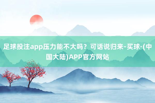 足球投注app压力能不大吗？可话说归来-买球·(中国大陆)APP官方网站