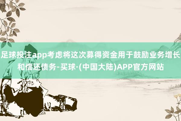 足球投注app考虑将这次募得资金用于鼓励业务增长和偿还债务-买球·(中国大陆)APP官方网站