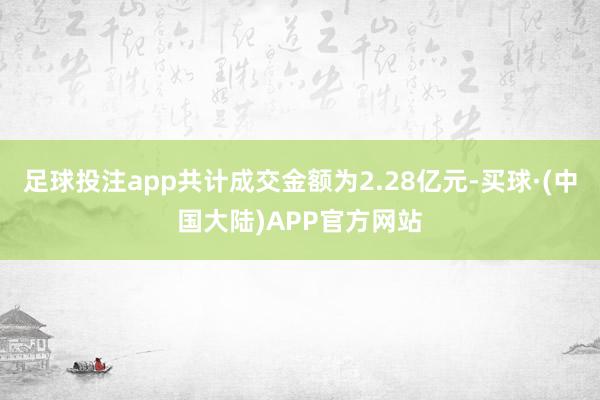 足球投注app共计成交金额为2.28亿元-买球·(中国大陆)APP官方网站