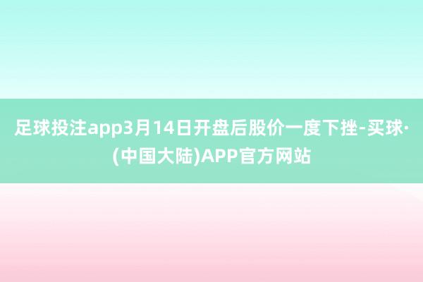 足球投注app3月14日开盘后股价一度下挫-买球·(中国大陆)APP官方网站