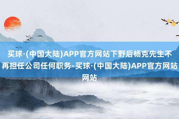 买球·(中国大陆)APP官方网站下野后杨克先生不再担任公司任何职务-买球·(中国大陆)APP官方网站